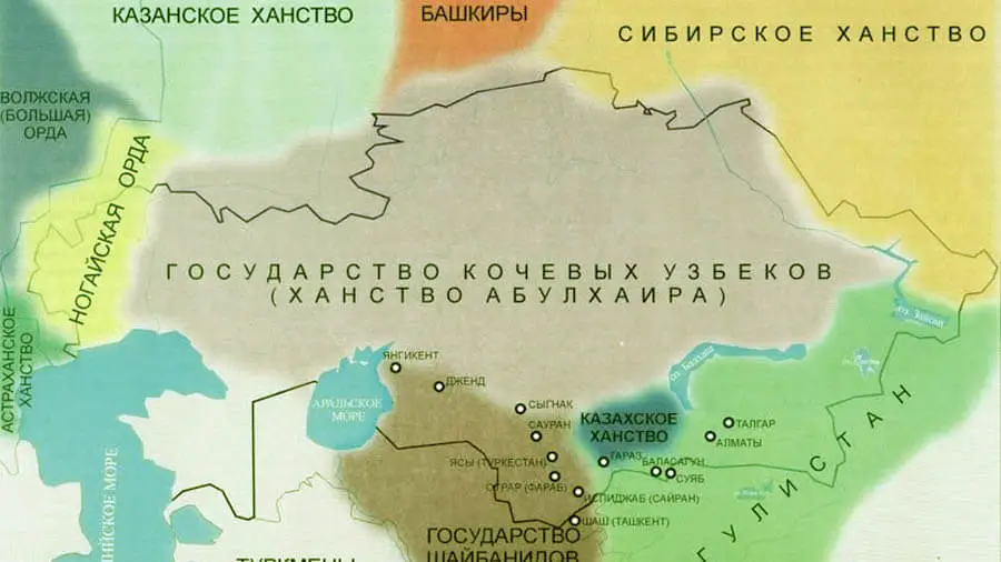 Көшпелі өзбек мемлекетінің картасы Көшпелі өзбек мемлекетінің картасы